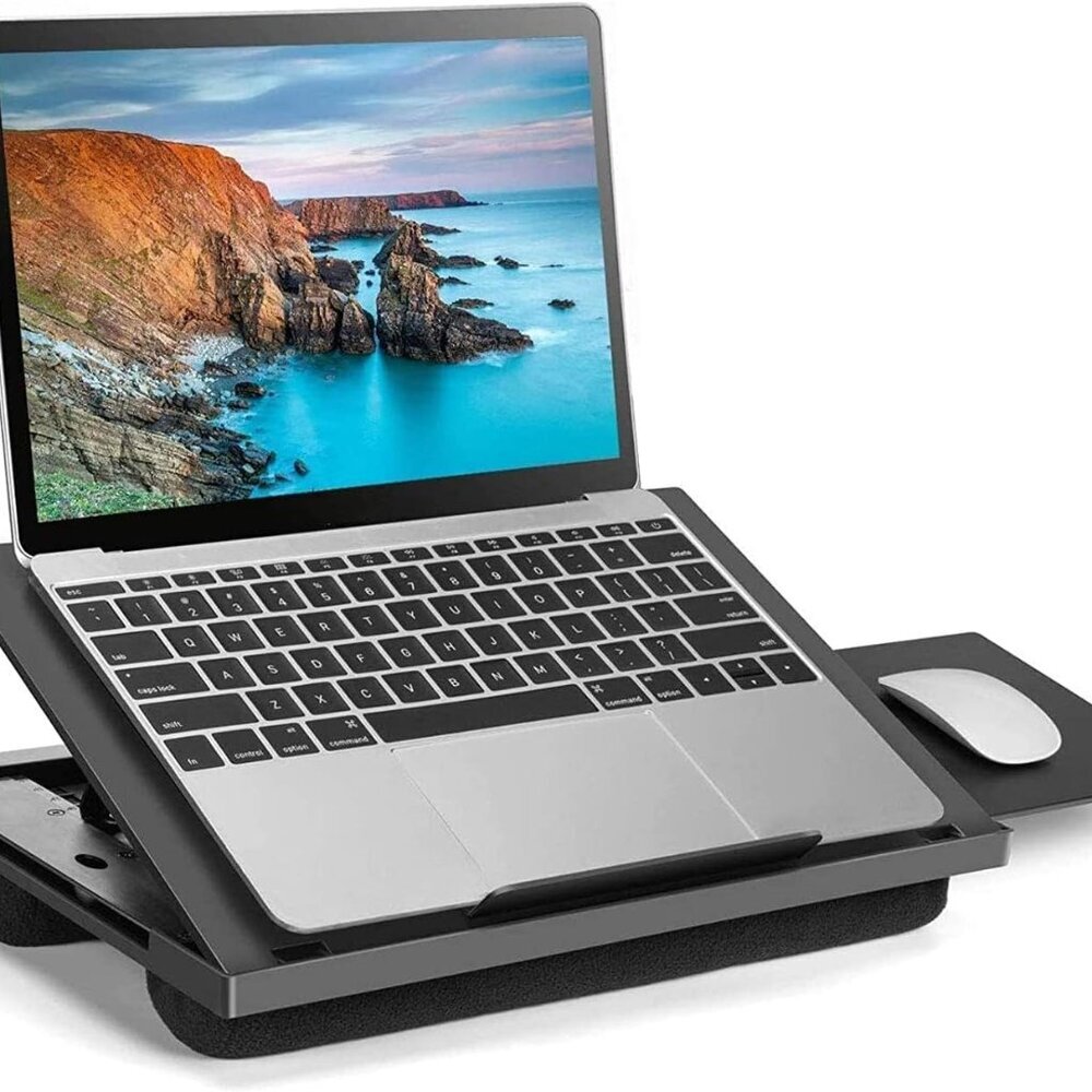 Adjustable Lap Desk - with 6 Adjustable Angles, Detachable Mouse Pad, & Dual Cus